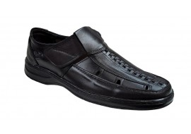 Pantofi barbati casual, perforati, din piele naturala, Negru - RSY502N